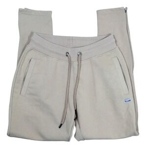 Pro Club Heavyweight Fleece Joggers Mens Small Khaki Tan Tapered Ankle Zip Pants